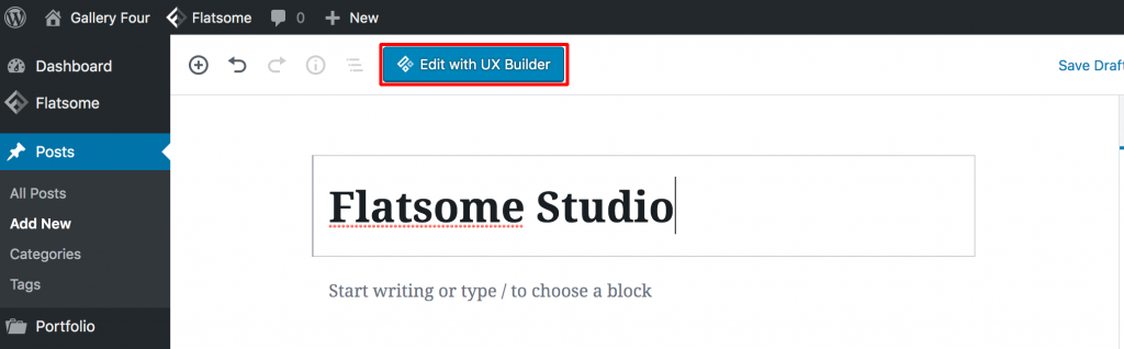 Edit page with UX Builder - flatsome studio