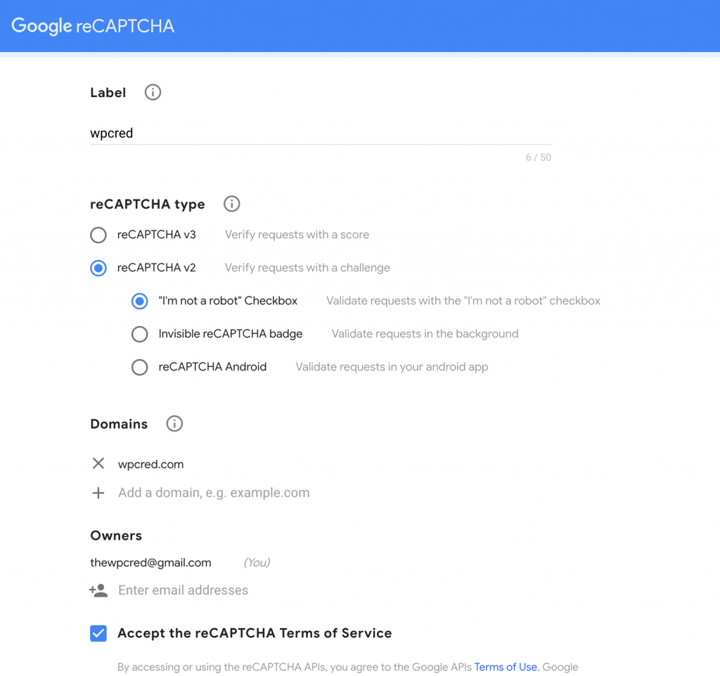 contact form 7 recaptcha api setting