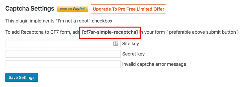 contact form 7 captcha shortcode