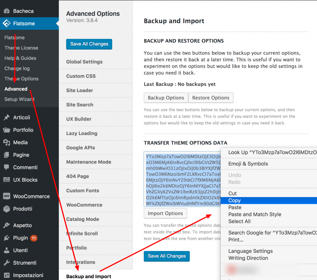 Copy Flatsome parent theme settings data