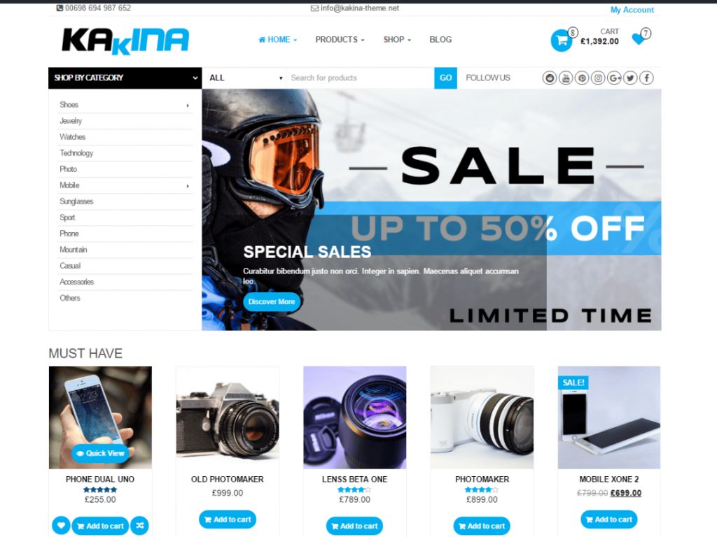 Kakina Free WooCommerce Themes For WordPress