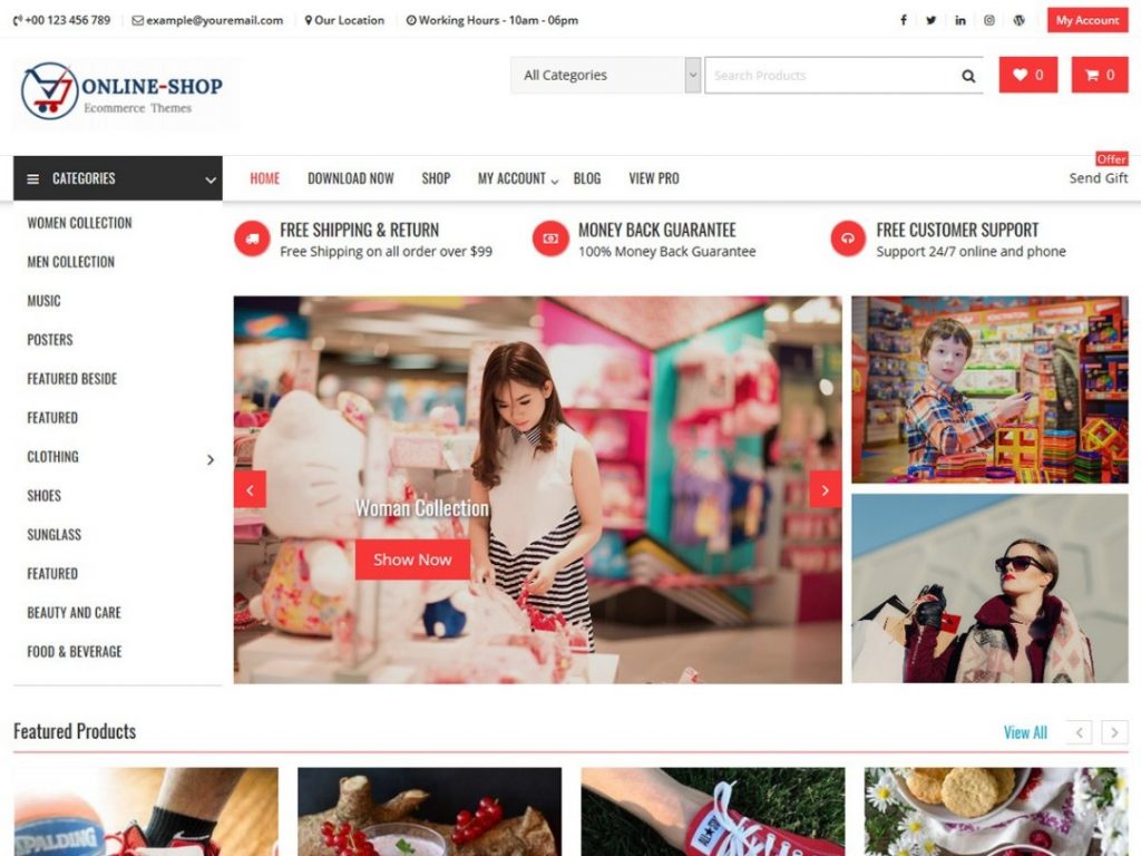 Online Shop Free WooCommerce Themes For WordPress