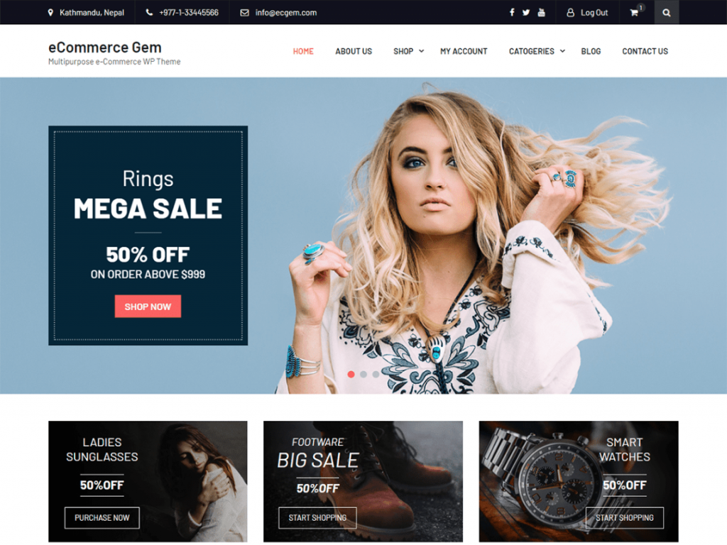 eCommerce Gem Free WooCommerce Themes For WordPress