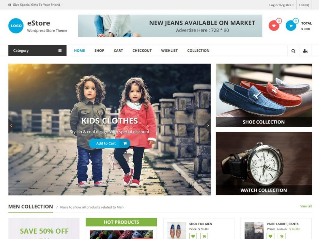 eStore Free WooCommerce Themes For WordPress