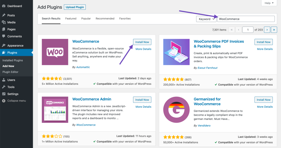 installing woocommerce from directory