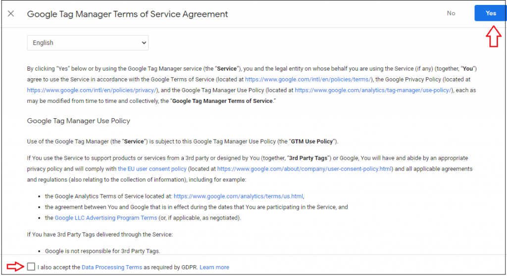 tag manager agreement