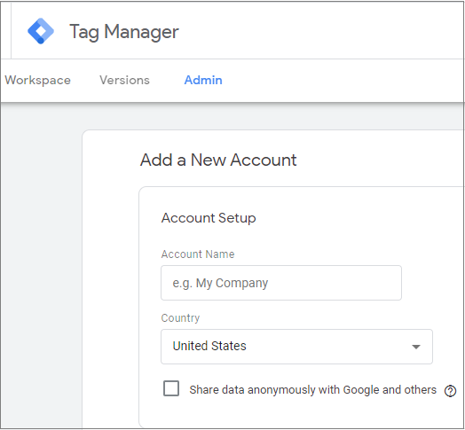 create tag manager account