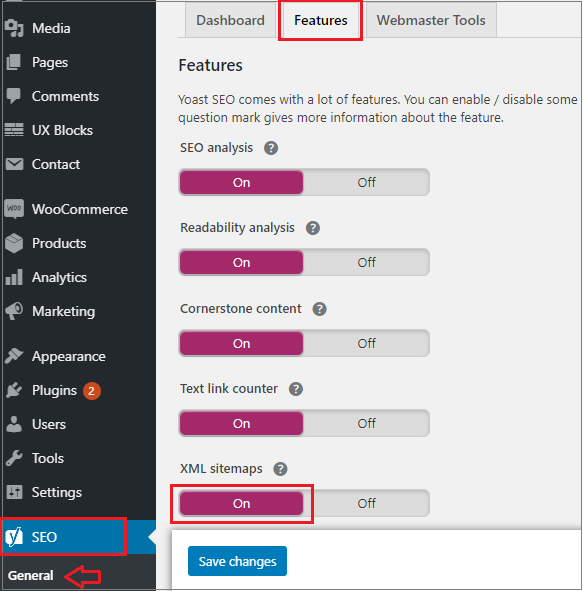 scroll to xml sitemap