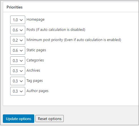 sitemap priority