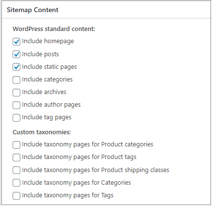 sitemap content