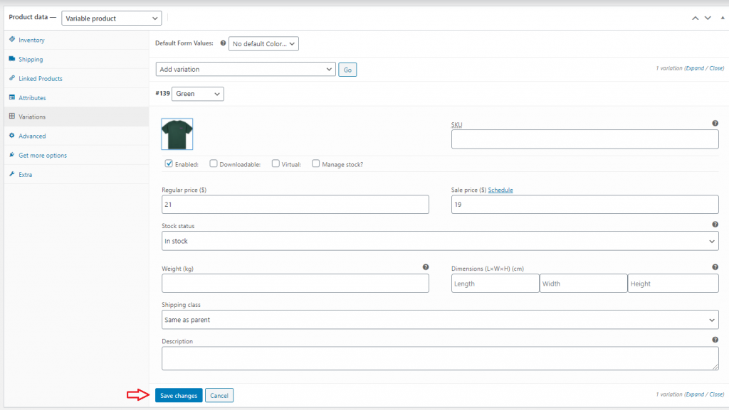 variable product in flatsome