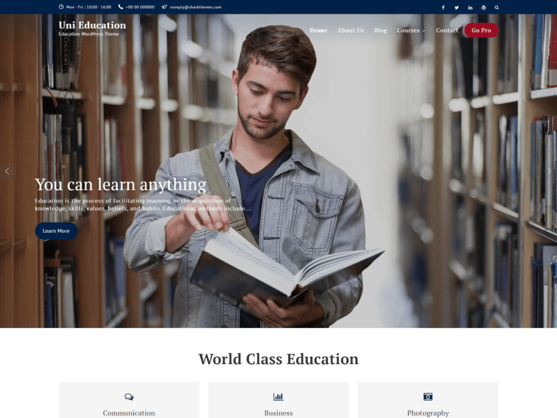 education website wordpress theme