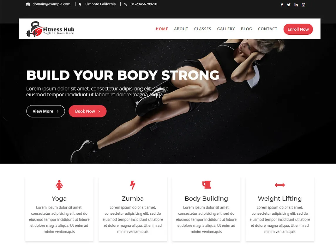 Fitness Homepage designs, themes, templates and downloadable