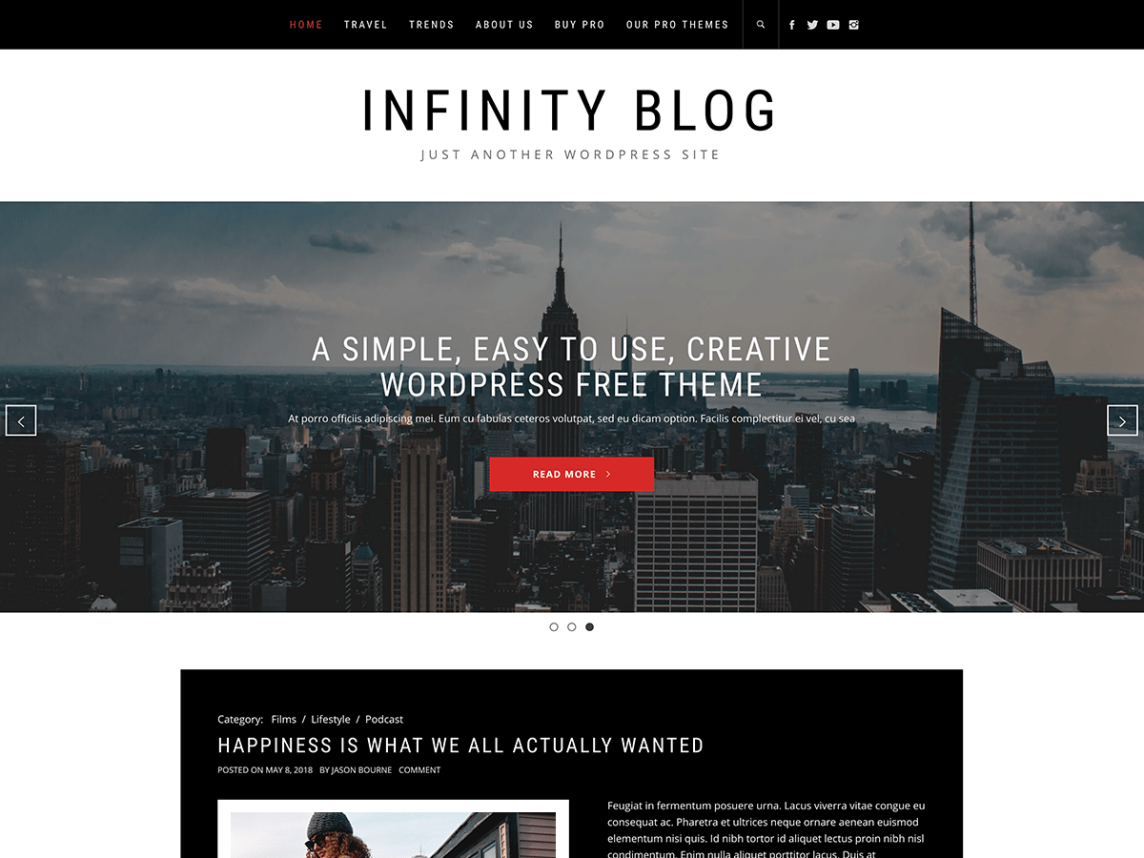infinity blog theme