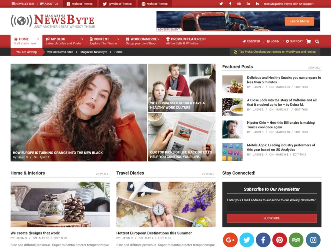 mamagzine news byte free wordpress theme