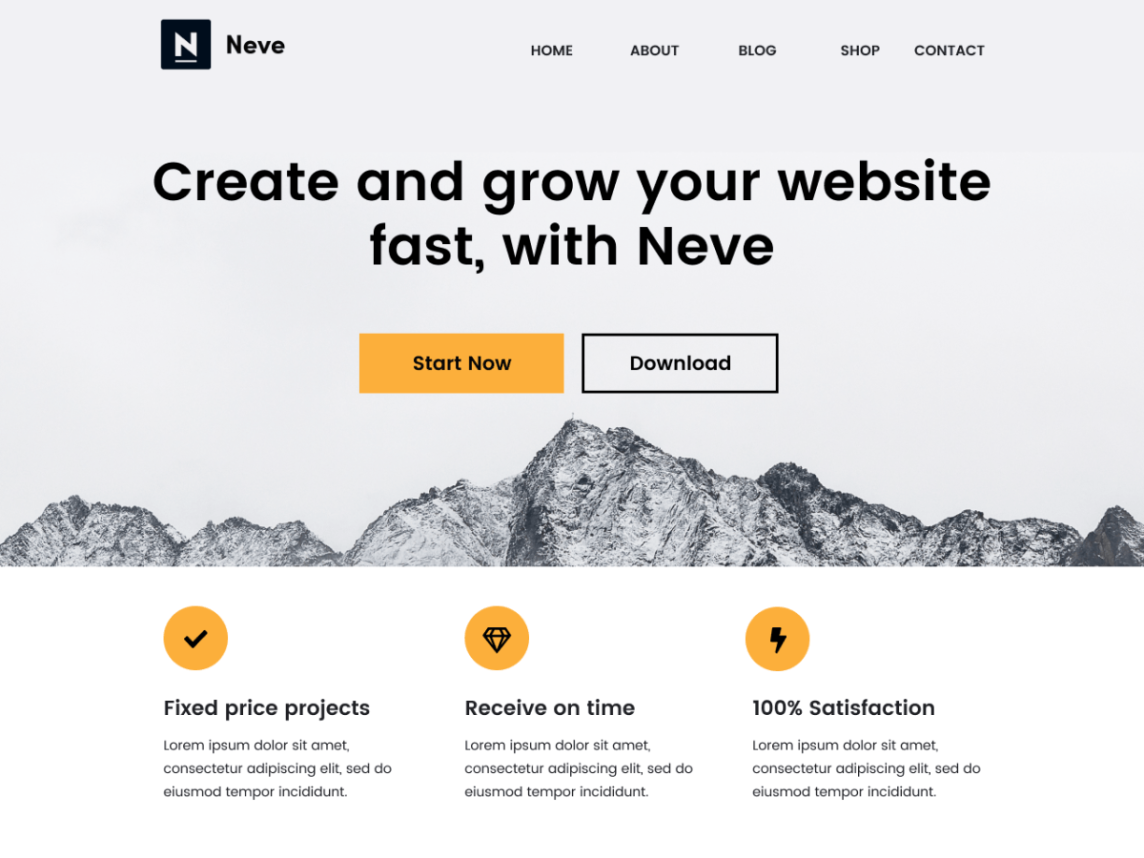 neve one page wordpress theme