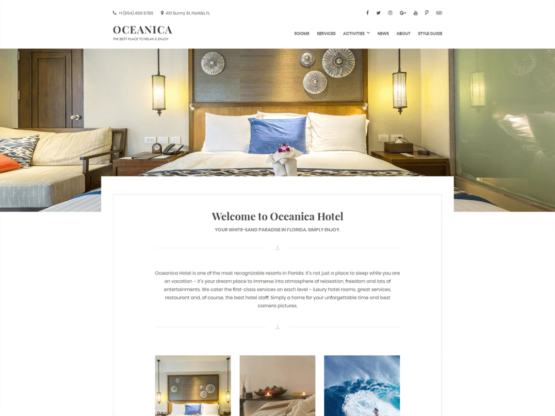 oceanica lite free wordpress theme for hotel