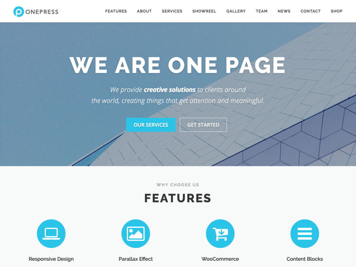 onepress eCommerce theme free