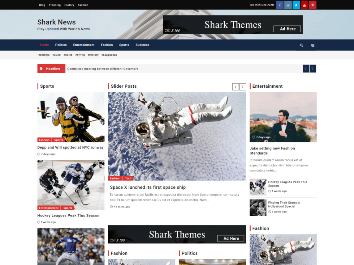 shark news wp newspaper theme free