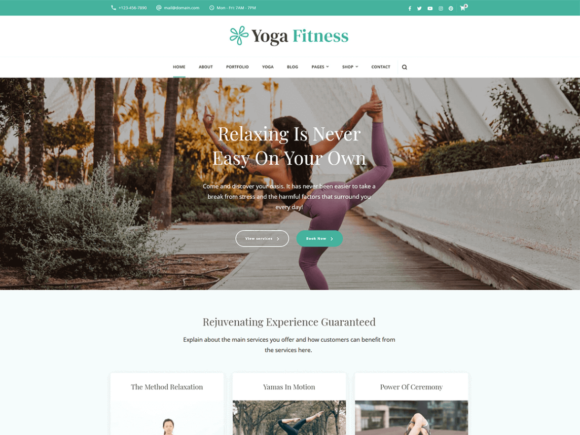 yoga fitness free fitness wordpress theme