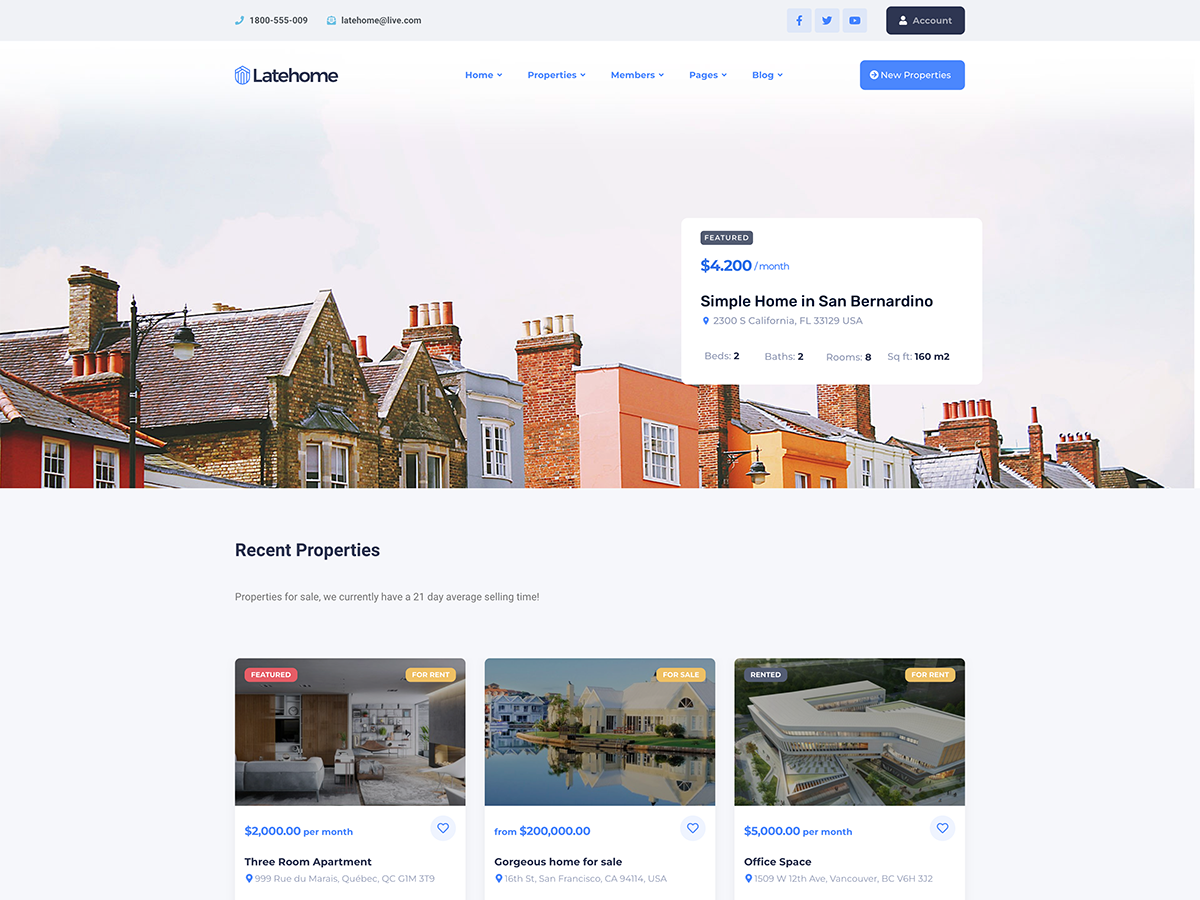 latehome property rental wordpress theme
