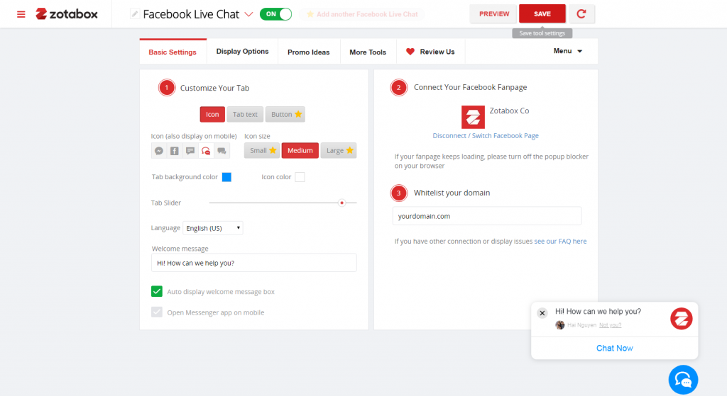 Zotabox_Live Chat with Messenger Customer Chat