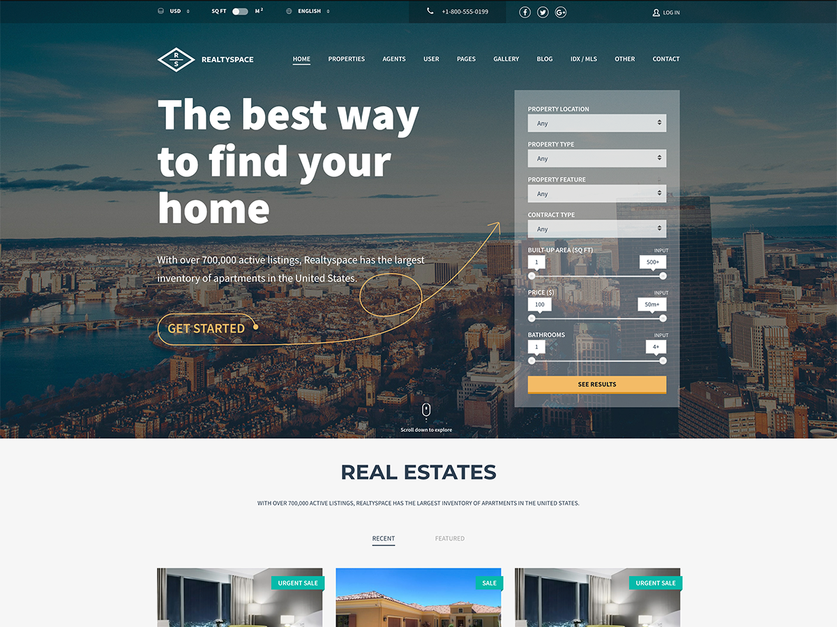 realtyspace property rental wordpress theme