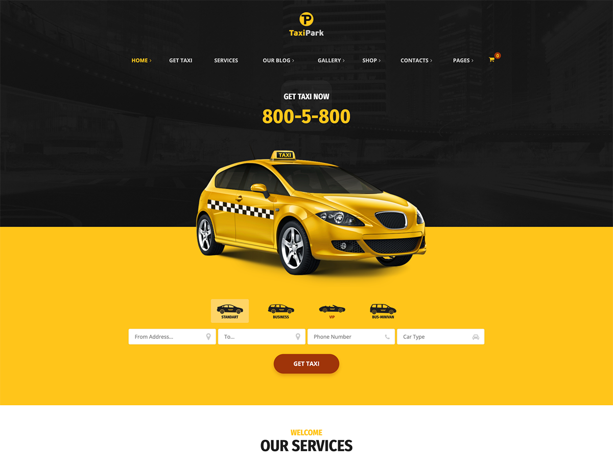 taxipark car rental wordpress theme