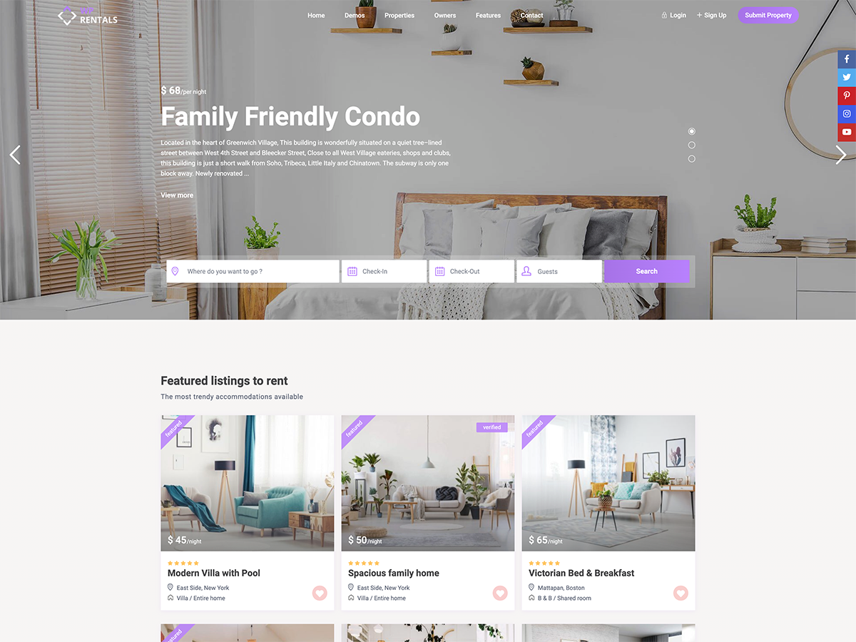 wp rentals property rental wordpress theme