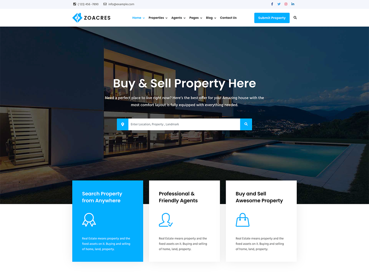 zoacres property rental wordpress themes