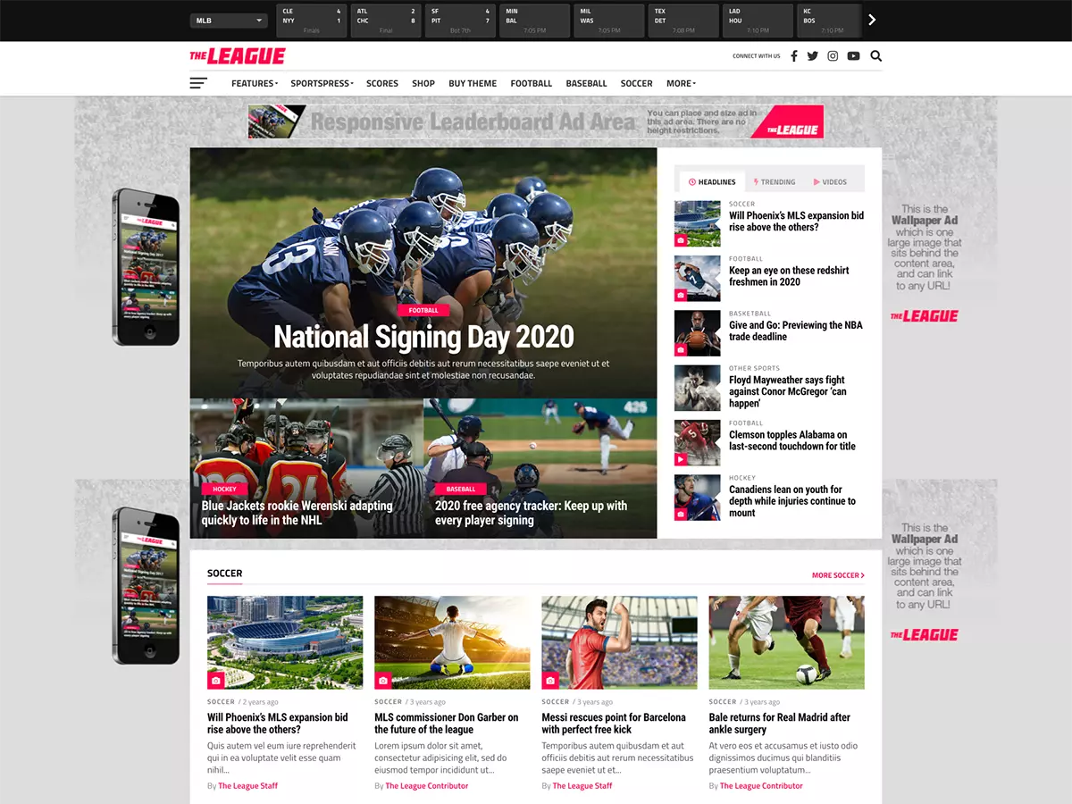 the league wordpress sports theme