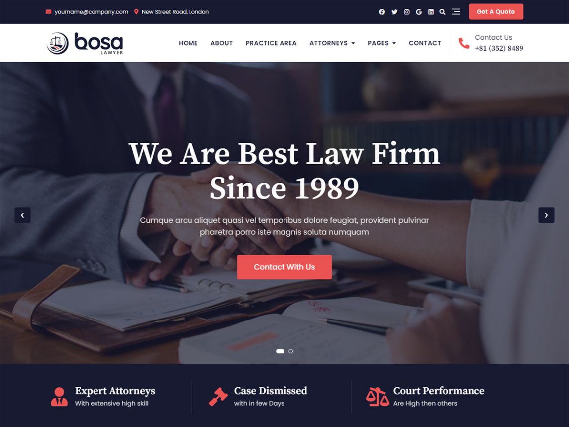 bosa lawyer wordpress law firm theme