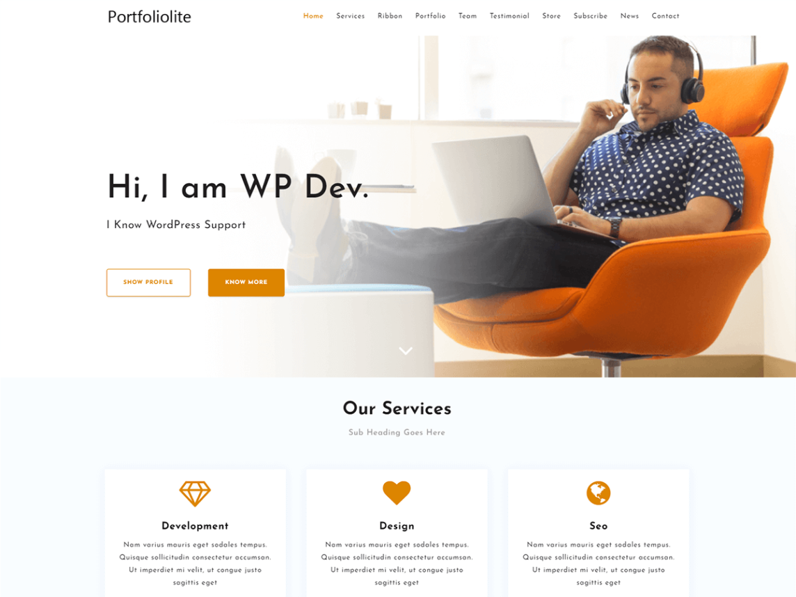 portfolilite free wp theme ecommerce