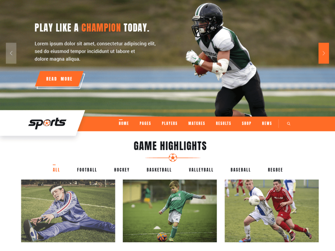 Splash - Sport Club WordPress Theme for Basketball, Football, Hockey