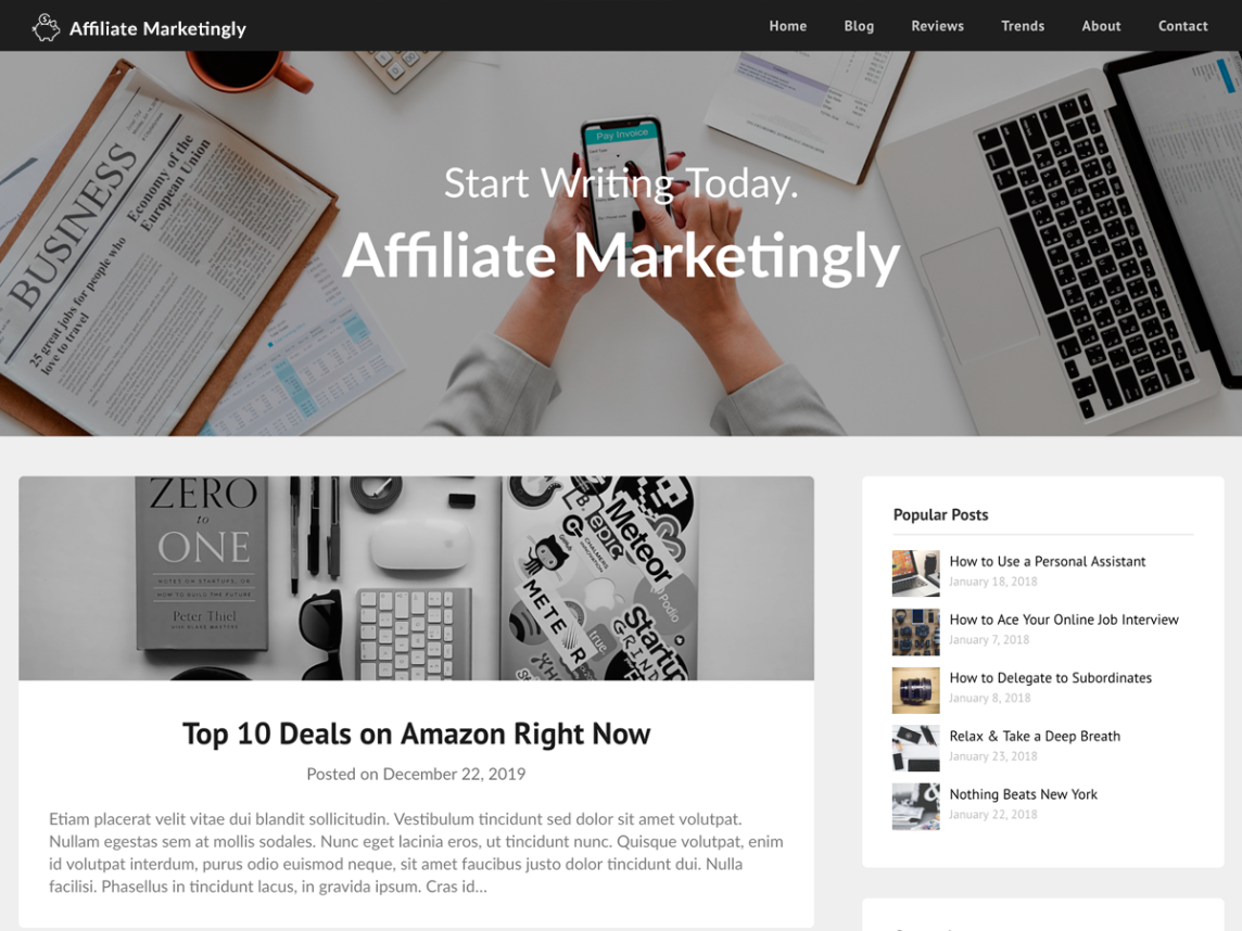 free WordPress theme for affiliate marketing