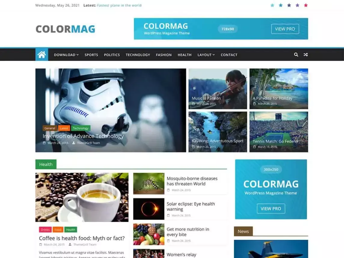 colormag free blog wordpress theme