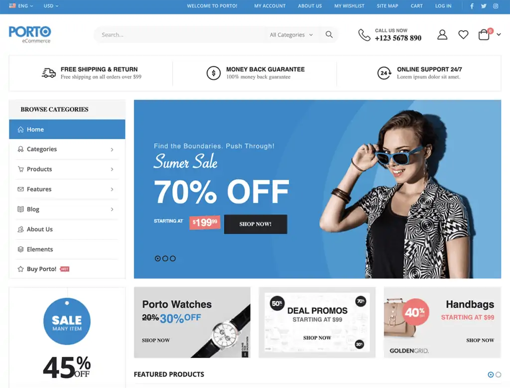 porto free wp theme woocommerce