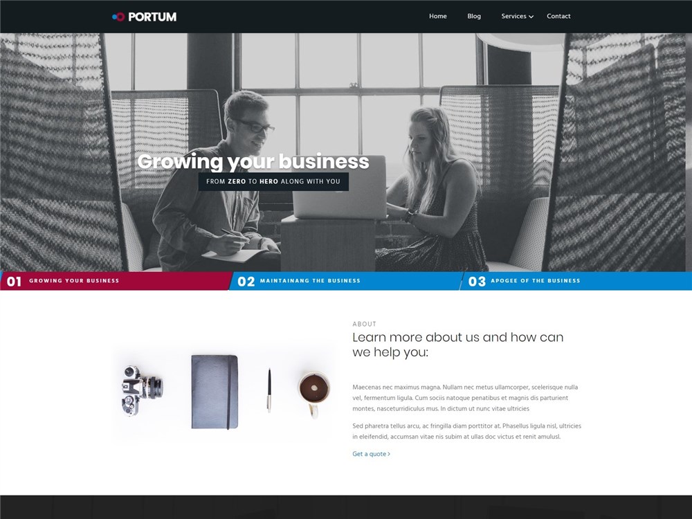 portum material free wp theme