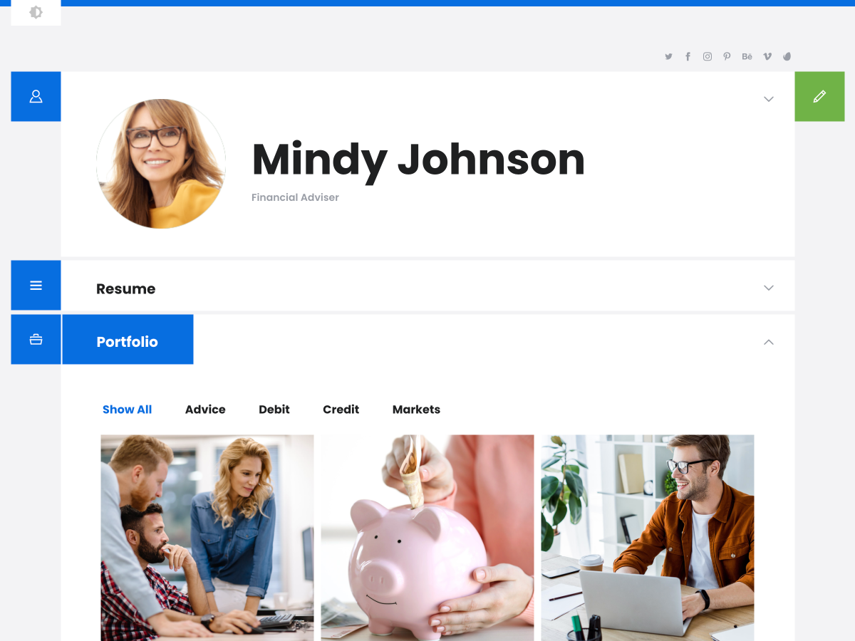 shift cv wp portfolio theme free