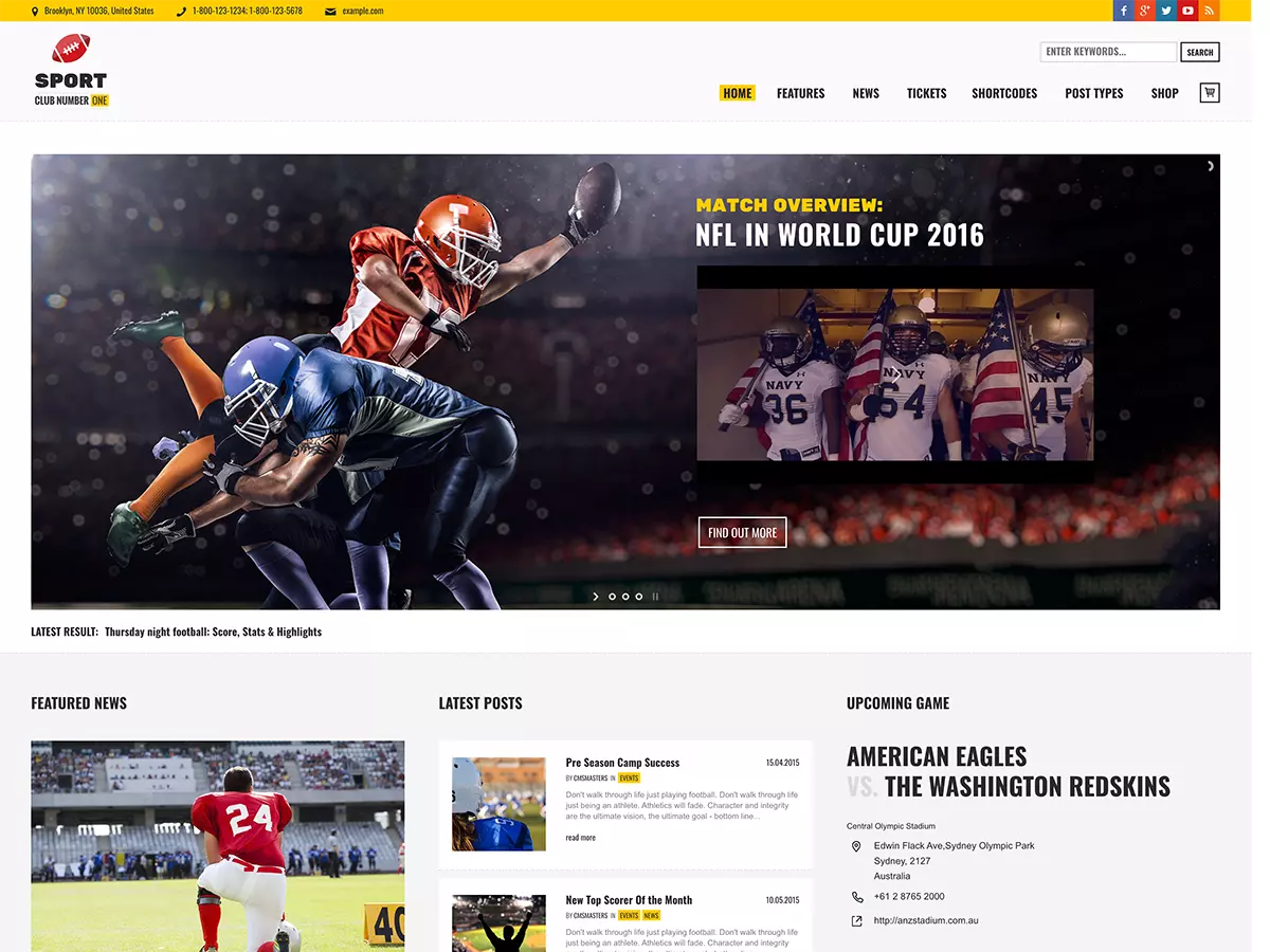 sports club wp theme woocommerce