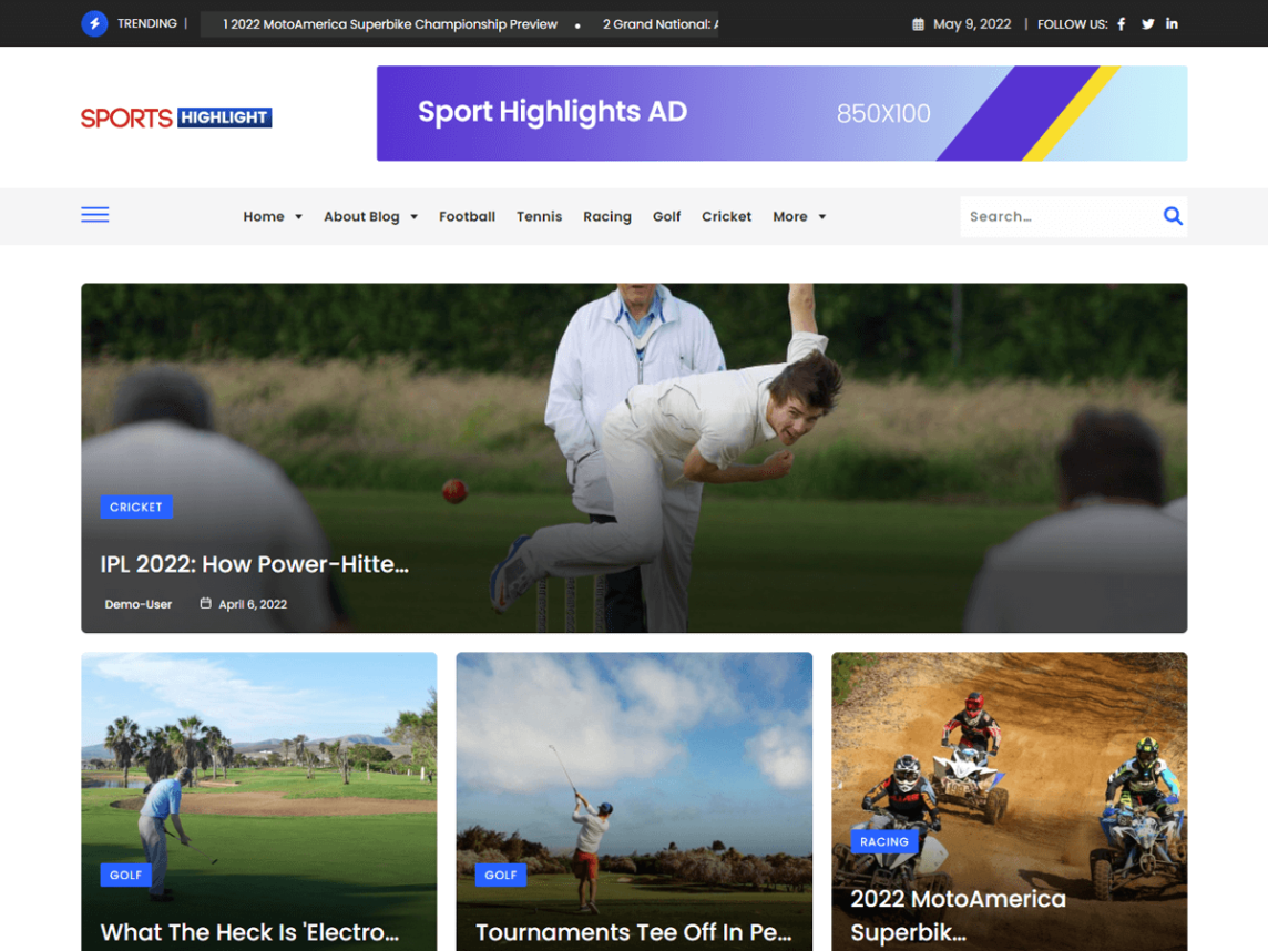 sports highlight wordpress sports theme