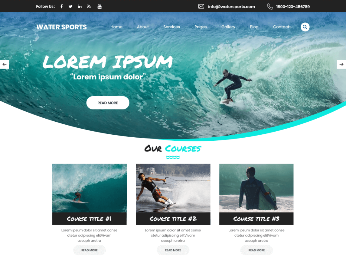 water sports club free wp theme 