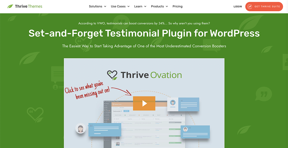 thrive ovation WordPress testimonial plugin
