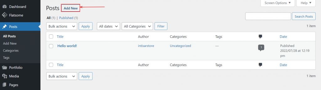 Add new post in WordPress