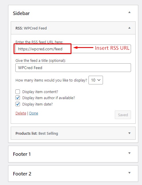 add an rss feed to WordPress