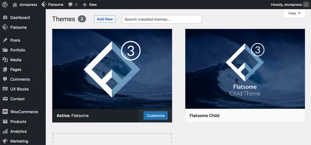 parent theme customizer