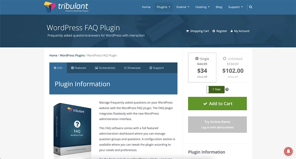 Tribulant FAQ WordPress FAQ plugin