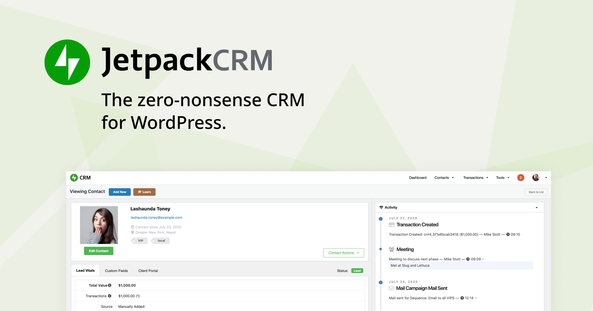 Jetpack CRM WordPress CRM plugin