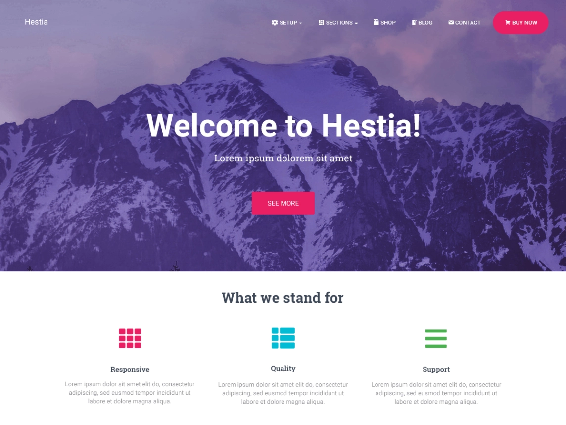 Hestia coffee shop WordPress theme