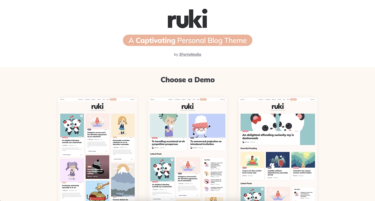 Ruki colorful WordPress theme